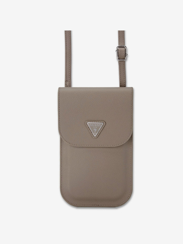 Guess Taška na telefón Guess PU Grained Triangle Logo Brown