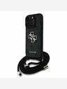 Guess Guess PU 4G kovové logo Crossbody zadný kryt s popruhom pre iPhone 16 Pro čierny