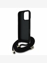 Guess Guess PU 4G kovové logo Crossbody zadný kryt s popruhom pre iPhone 16 Pro čierny