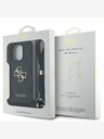 Guess Guess PU 4G kovové logo Crossbody zadný kryt s popruhom pre iPhone 16 Pro čierny