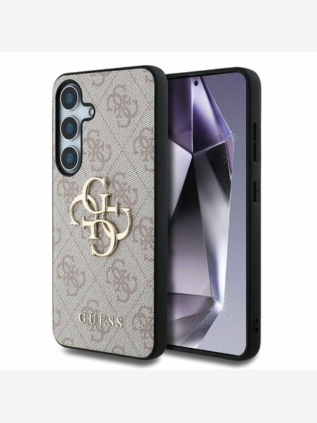 Guess Guess PU PU zadný kryt s kovovým logom 4G pre Samsung Galaxy S25+ ružový