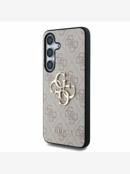 Guess Guess PU PU zadný kryt s kovovým logom 4G pre Samsung Galaxy S25+ ružový