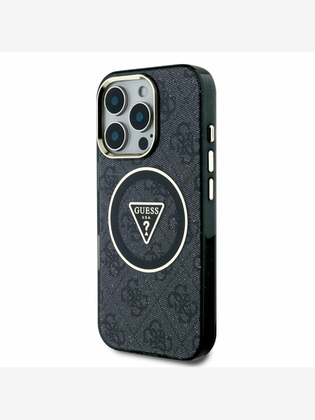 Guess Guess IML 4G Glitter and Triangle Logo MagSafe Back Cover pre iPhone 16 Pro Black
