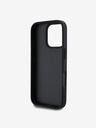 Guess Guess PU 4G Štrasové trojuholníkové kovové logo Zadný kryt + crossbody popruh pre iPhone 16 Pro Black