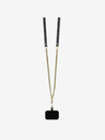 Guess Guess PU 4G Štrasové trojuholníkové kovové logo Zadný kryt + crossbody popruh pre iPhone 16 Pro Black