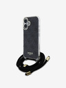 Guess Guess IML 4G zadný kryt s potlačou krížového remienka pre iPhone 16 čierny