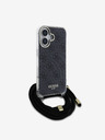 Guess Guess IML 4G zadný kryt s potlačou krížového remienka pre iPhone 16 čierny