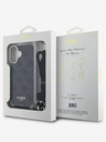 Guess Guess IML 4G zadný kryt s potlačou krížového remienka pre iPhone 16 čierny