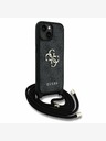 Guess Guess PU 4G Metal Logo Crossbody Strap Back Cover pre iPhone 15 Black
