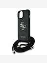 Guess Guess PU 4G Metal Logo Crossbody Strap Back Cover pre iPhone 15 Black