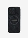 Guess PU Leather 4G Colored Ring MagSafe Zadní Kryt pro iPhone 16 Pro Black Obal na telefón