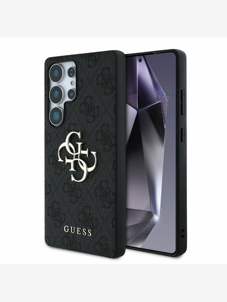 Guess PU 4G Metal Logo Zadní Kryt pro Samsung Galaxy S25 Ultra Grey Obal na telefón