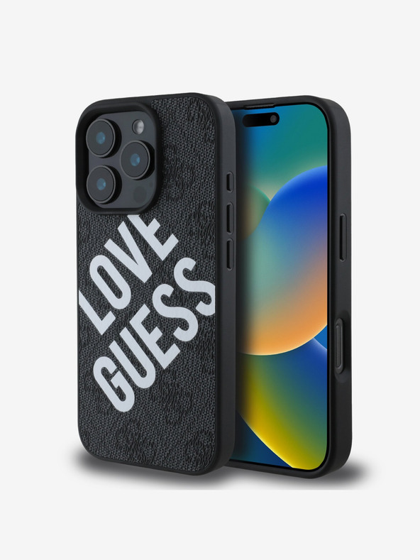 Guess Guess PU Leather 4G Big Love Logo MagSafe Zadný kryt pre iPhone 16 Pro Black