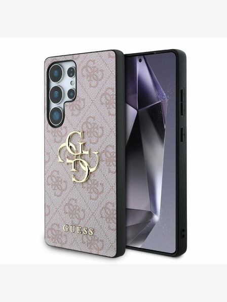 Guess Guess PU 4G kovový zadný kryt s logom pre Samsung Galaxy S25 Ultra Pink