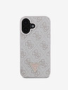 Guess Guess PU 4G štrasové trojuholníkové kovové logo zadný kryt pre iPhone 16 ružový