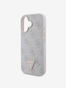 Guess Guess PU 4G štrasové trojuholníkové kovové logo zadný kryt pre iPhone 16 ružový