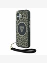 Guess Guess IML Leopard Triangle Logo Strap MagSafe zadný kryt pre iPhone 16 Brown