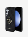Guess Guess PU 4G kovový zadný kryt s logom pre Samsung Galaxy S24 FE sivý
