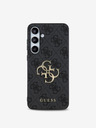 Guess Guess PU 4G kovový zadný kryt s logom pre Samsung Galaxy S24 FE sivý
