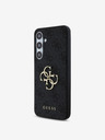 Guess Guess PU 4G kovový zadný kryt s logom pre Samsung Galaxy S24 FE sivý