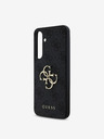Guess Guess PU 4G kovový zadný kryt s logom pre Samsung Galaxy S24 FE sivý