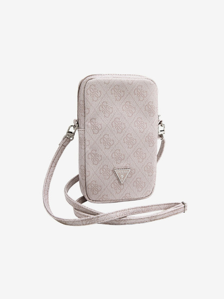 Guess PU 4G Triangle Logo Taška na Telefon se Zipem Pink Obal na telefón