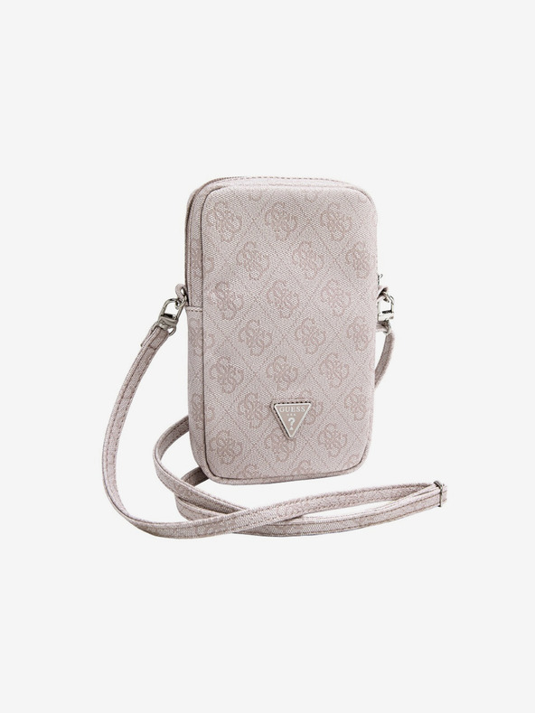 Guess PU 4G Triangle Logo Taška na Telefon se Zipem Pink Obal na telefón