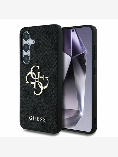 Guess PU 4G Metal Logo Zadní Kryt pro Samsung Galaxy S25 Grey Obal na telefón