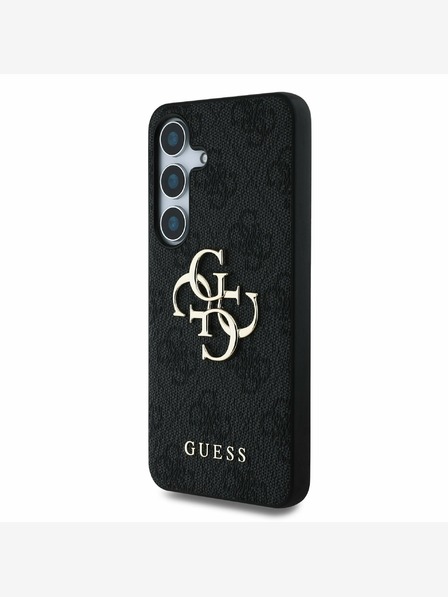 Guess PU 4G Metal Logo Zadní Kryt pro Samsung Galaxy S25 Grey Obal na telefón
