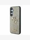 Guess Guess PU pevný zadný kryt s kovovým logom 4G s trblietkami pre Samsung Galaxy S25+ zlatý
