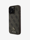 Guess Guess PU 4G malé kovové logo MagSafe zadný kryt pre iPhone 16 Pro hnedý