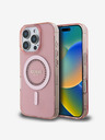Guess Guess IML Prsteň s kamienkami MagSafe zadný kryt pre iPhone 16 Pro ružový