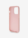 Guess Guess PU pevný zadný kryt 4G s kovovým logom a trblietkami pre iPhone 15 Pro ružový