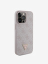 Guess PU 4G Strass Triangle Metal Logo Zadní Kryt pro iPhone 15 Pro Max Pink Obal na telefón