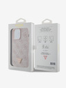 Guess PU 4G Strass Triangle Metal Logo Zadní Kryt pro iPhone 15 Pro Max Pink Obal na telefón