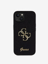 Guess PU Fixed Glitter 4G Metal Logo Zadní Kryt pro iPhone 15 Black Obal na telefón