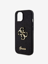 Guess PU Fixed Glitter 4G Metal Logo Zadní Kryt pro iPhone 15 Black Obal na telefón