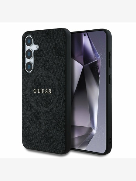 Guess PU Leather 4G Colored Ring MagSafe Zadní Kryt pro Samsung Galaxy S25 Black Obal na telefón