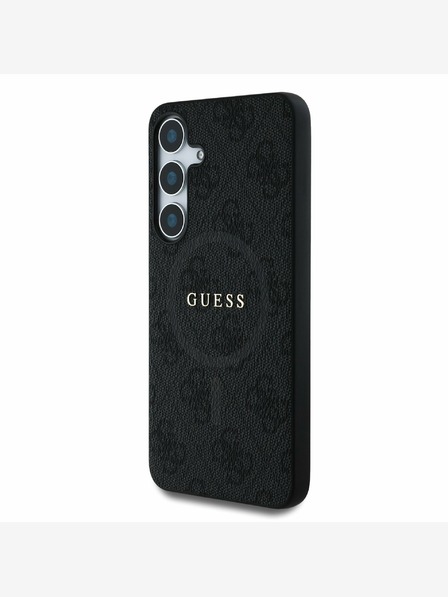 Guess PU Leather 4G Colored Ring MagSafe Zadní Kryt pro Samsung Galaxy S25 Black Obal na telefón