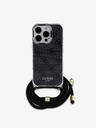 Guess Guess IML Zadný kryt s potlačou 4G Crossbody Strap pre iPhone 16 Pro Max Black
