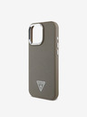 Guess Guess PU zrnité trojuholníkové logo zadný kryt pre iPhone 16 Pro Max hnedý