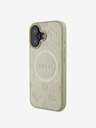 Guess Guess Saffiano Peony Stamp MagSafe zadný kryt pre iPhone 16 zlatý