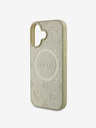 Guess Guess Saffiano Peony Stamp MagSafe zadný kryt pre iPhone 16 zlatý