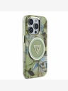 Guess Guess IML Glitter Magnolia and Triangle Logo MagSafe zadný kryt pre iPhone 16 Pro Max Green
