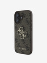 Guess Guess PU 4G kovový zadný kryt s logom pre iPhone 16 hnedý
