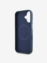 Guess Guess PU zrnitý zadný kryt s trojuholníkovým logom pre iPhone 16 modrý