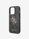 Guess Guess PU 4G Kovové logo zadného krytu pre iPhone 15 Pro Max Grey