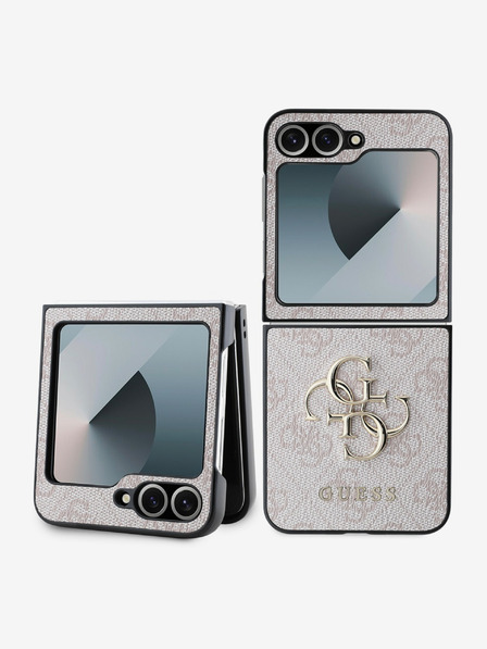 Guess PU 4G Metal Logo Zadní Kryt pro Samsung Galaxy Z Flip 6 Pink Obal na telefón