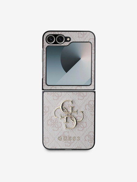 Guess PU 4G Metal Logo Zadní Kryt pro Samsung Galaxy Z Flip 6 Pink Obal na telefón