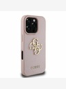 Guess Guess PU Grained 4G Metal Logo zadný kryt pre iPhone 16 Pro ružový